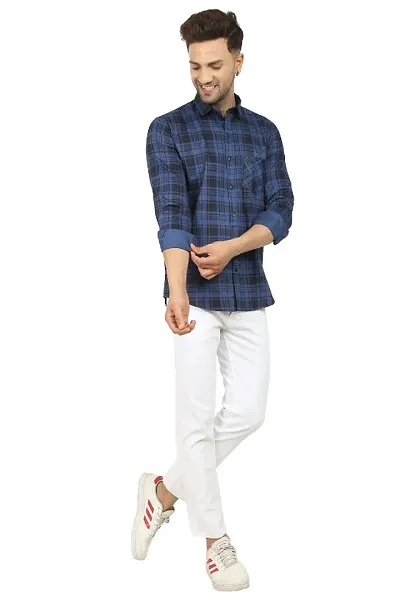 Classic Blend Checked Casual Shirts for Men