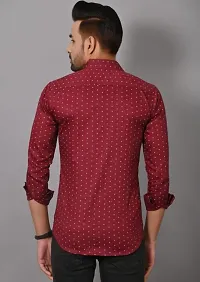 Reliable maroon Cotton Blend Printed Long Sleeves Casual Shirts For Men-thumb4