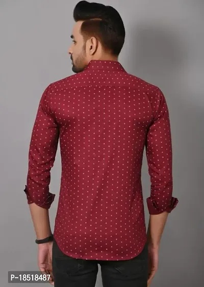 Reliable maroon Cotton Blend Printed Long Sleeves Casual Shirts For Men-thumb5