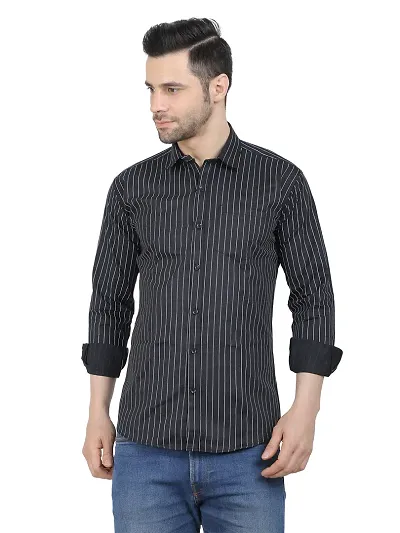 Stylish Cotton Blend Striped Shirt for Men