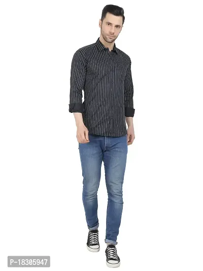 Stylish Cotton Blend Striped Shirt for Men-thumb5