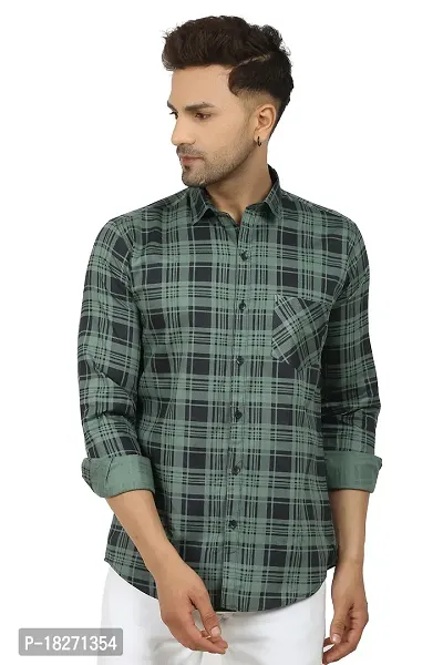 Stylish Cotton Blend Check Shirt for Men-thumb0