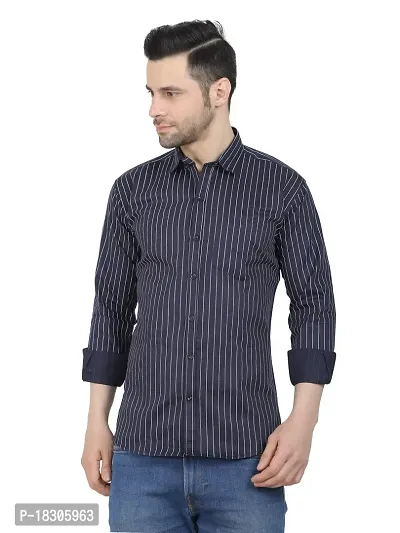 Stylish Cotton Blend Striped Shirt for Men