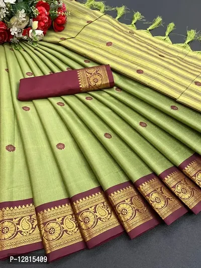 Fancy Cotton Silk Saree with Blouse Piece for Women-thumb0