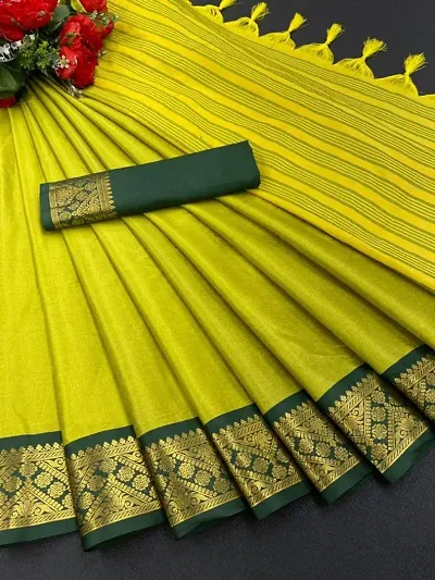Trending Cotton Silk Zari Woven Saree With Blouse Piece