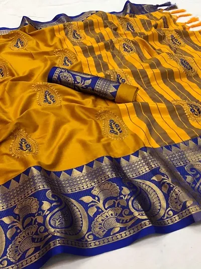 Elegant Cotton Silk Zari Woven Sarees With Blouse Piece