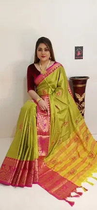 Cotton Silk Embroidery And Zari Woven Sarees With Blouse Piece