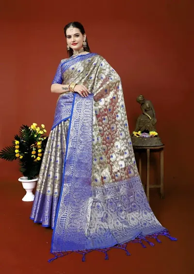 Tissue Silk Zari Weaving Sarees with Blouse piece