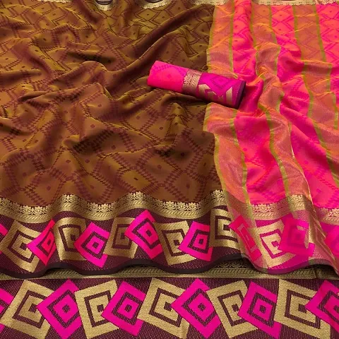 WONDERFULLCOTTON SILK SAREE WITH ZARI WEAVING BORDER WITH RUNNING BLOUSE PIECE