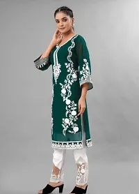 Stylish Georgette Embroidered Kurta And Pant Set For Women-thumb1