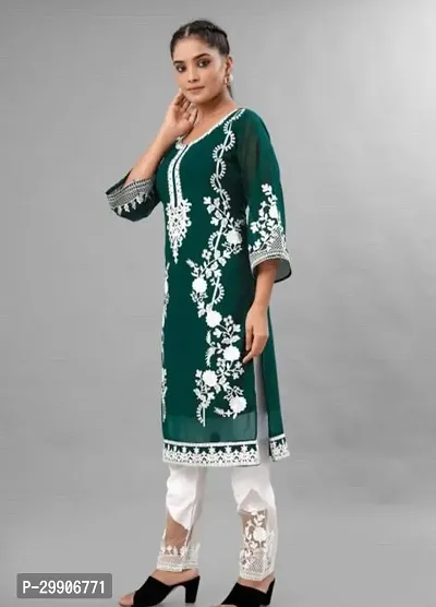 Stylish Georgette Embroidered Kurta And Pant Set For Women-thumb2