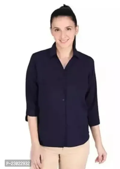 Elegant Black Rayon  Shirt For Women