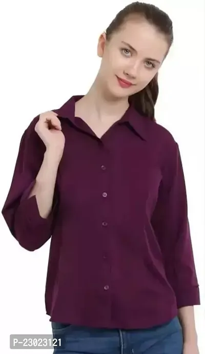 Elegant Purple Cotton Blend  Shirt For Women-thumb0