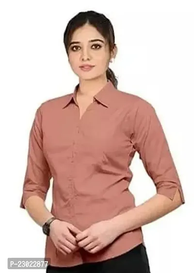 Elegant Peach Cotton Blend  Shirt For Women