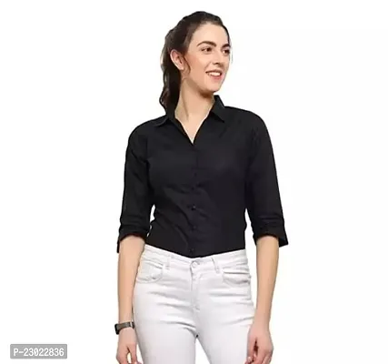 Elegant Black Cotton Blend  Shirt For Women-thumb0