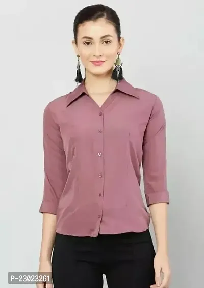 Elegant Purple Cotton Blend  Shirt For Women