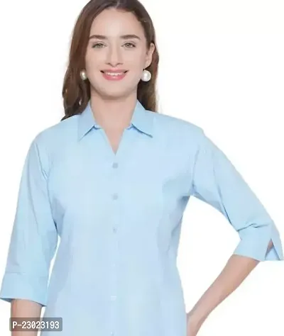 Elegant Blue Viscose Rayon  Shirt For Women