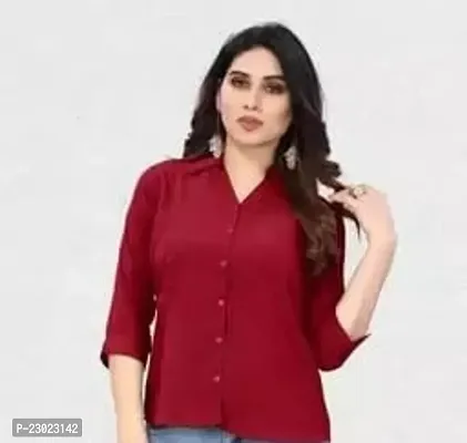 Elegant Maroon Cotton Blend  Shirt For Women