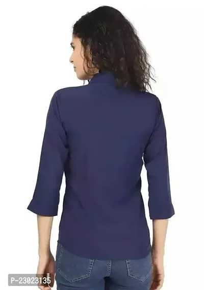 Elegant Blue Cotton Blend  Shirt For Women