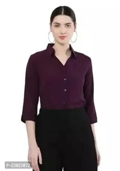 Elegant Purple Cotton Blend  Shirt For Women