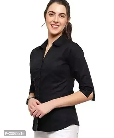 Elegant Black Cotton Blend  Shirt For Women-thumb0