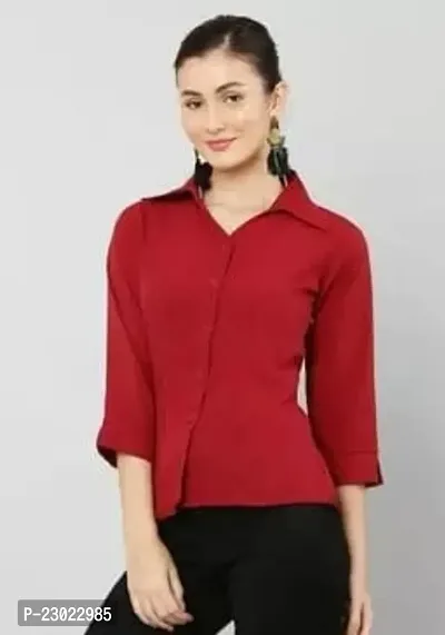 Elegant Maroon Cotton Blend  Shirt For Women