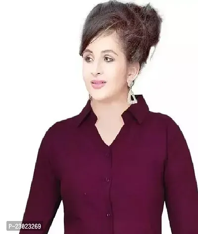 Elegant Red Viscose Rayon  Shirt For Women