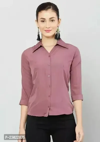 Elegant Purple Cotton Blend  Shirt For Women-thumb0