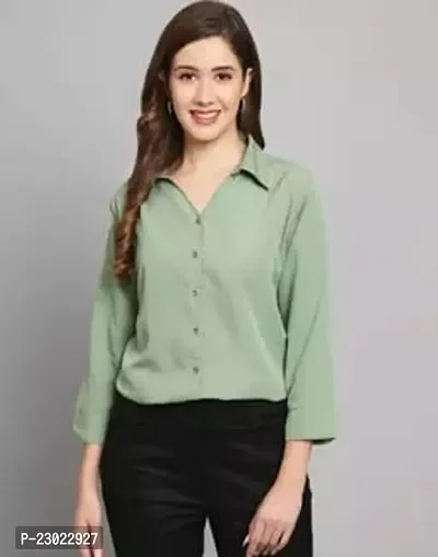 Elegant Green Rayon  Shirt For Women