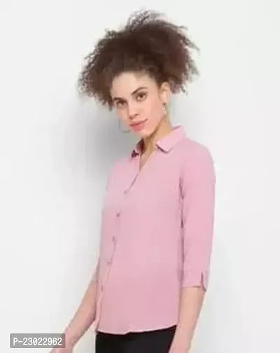 Elegant Pink Cotton Blend  Shirt For Women-thumb0