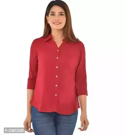 Elegant Red Viscose Rayon  Shirt For Women