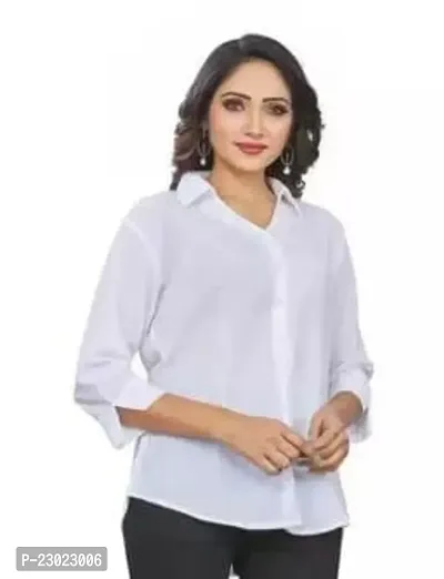 Elegant White Cotton Blend  Shirt For Women