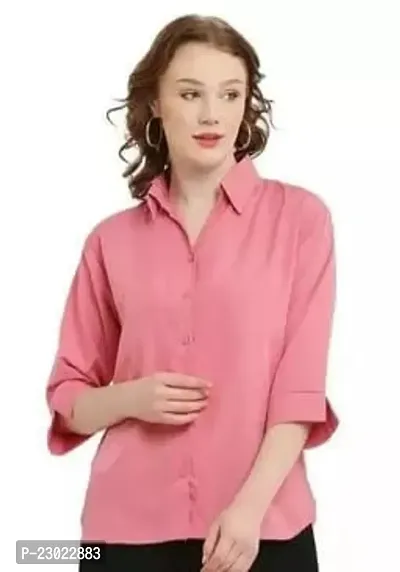 Elegant Pink Cotton Blend  Shirt For Women