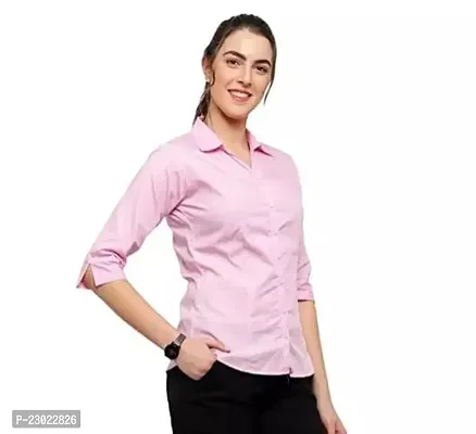 Elegant Pink Cotton Blend  Shirt For Women-thumb0