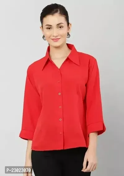 Elegant Red Cotton Blend  Shirt For Women-thumb0