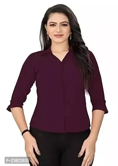 Elegant Purple Cotton Blend  Shirt For Women-thumb0