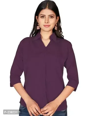 Elegant Green Cotton Blend  Shirt For Women-thumb0