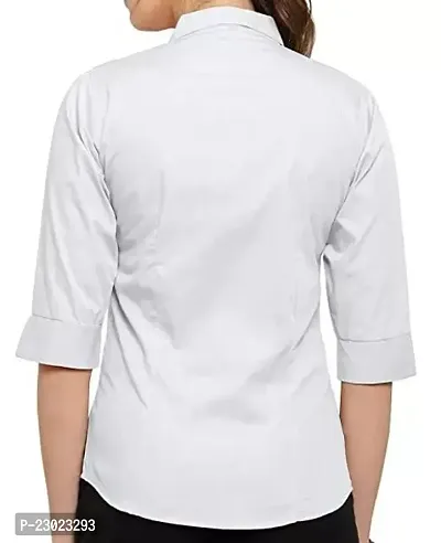 Elegant White Cotton Blend  Shirt For Women