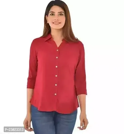 Elegant Red Viscose Rayon  Shirt For Women