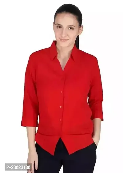 Elegant Red Rayon  Shirt For Women