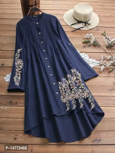 Beautiful Blue Embroidered Tunic For Women-thumb0