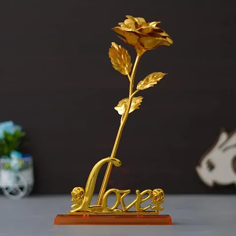 Golden Rose with Love Stand | Valentine Gift | Anniversary Gift