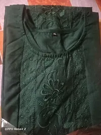 Stylish Cotton Green Embroidered Kurta For Women- Pack Of 1-thumb1