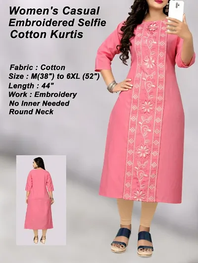 Stylish Embroidered Round Neck Kurta For Women- Pack Of 1