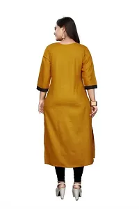 Mustard Cotton Embroidered Kurtas For Women-thumb2