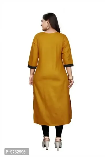 Mustard Cotton Embroidered Kurtas For Women-thumb3