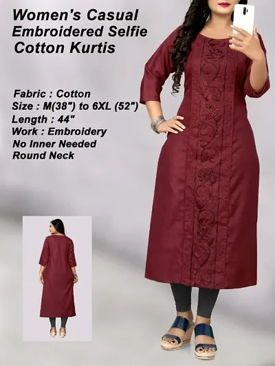 Stylish Cotton Embroidered Straight Kurta