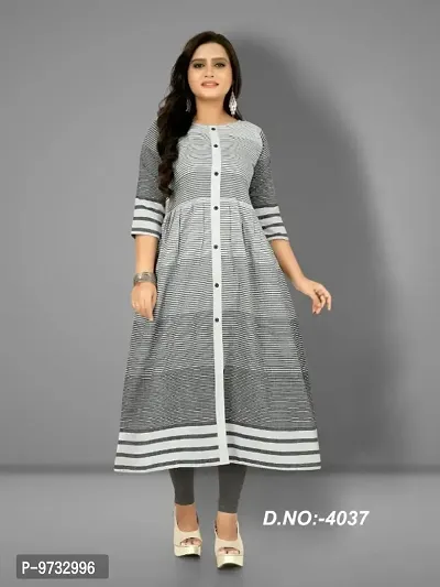 Stylish Cotton Grey Printed Kurta For Women- Pack Of 1