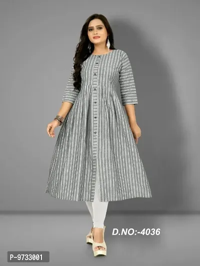 Stylish Cotton Black Striped Kurta For Women- Pack Of 1-thumb0