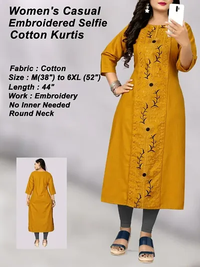 Stylish Cotton Embroidered Straight Kurta